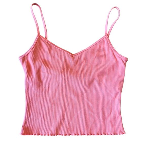 Gap fit coral ribbed built in bra cropped ribbed tank small - Picture 2 of 8